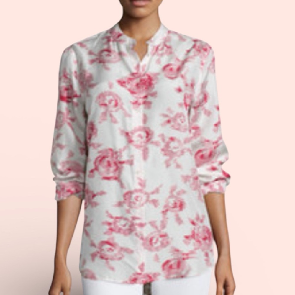 EQUIPMENT Henri Floral Silk Button Front Blouse